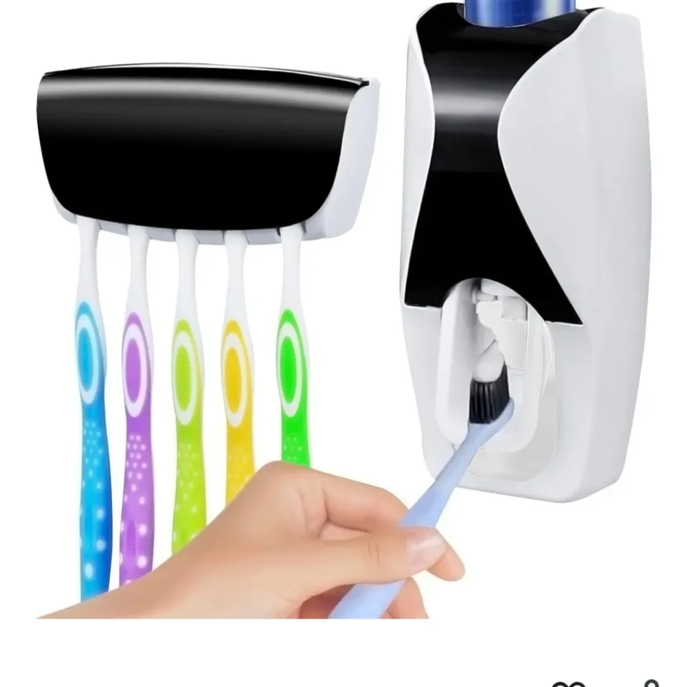 Dustproof Toothpaste Dispenser & Toothbrush Holder New In Box